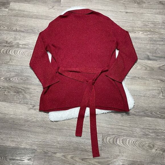 Emma & James Sweater Size 1X Red Sparkle Top Cardigan Dressy Christmas Button Up - Picture 6 of 9